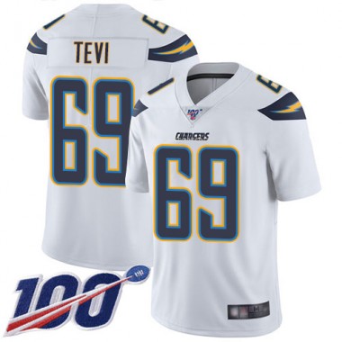 Los Angeles Chargers NFL Football Sam Tevi White Jersey Men Limited 69 Road 100th Season Vapor Untouchable